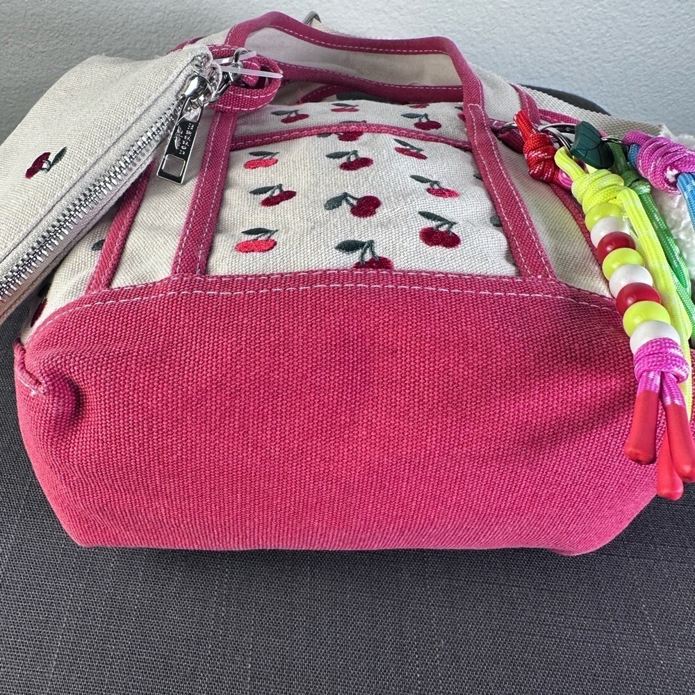 Madden Girl Mini Viral Tote Cherry Cherries Pink Teddy Bear Jeweled Keychains - Picture 5 of 5